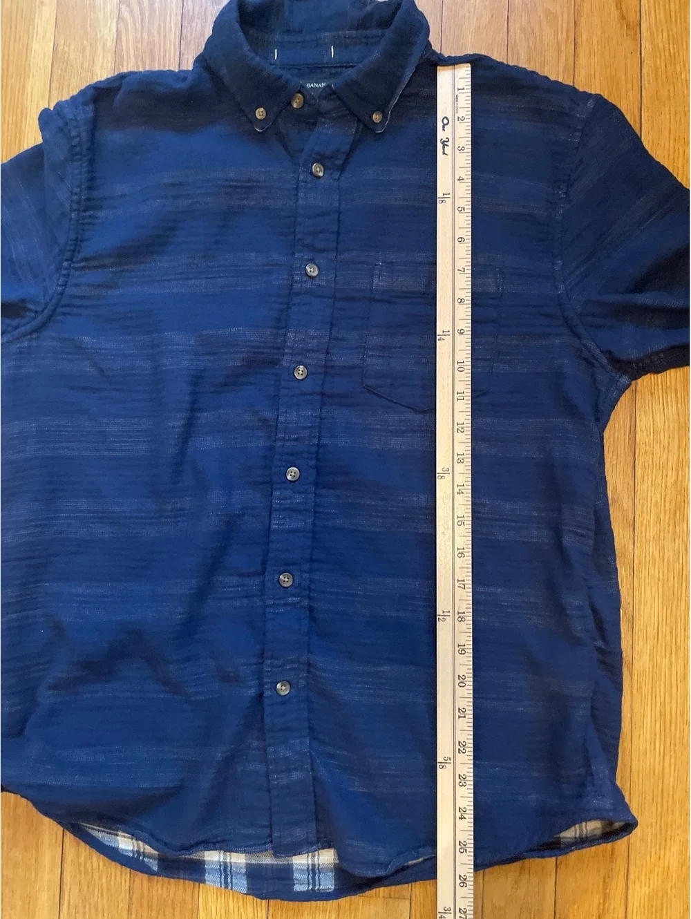 Banana Republic Navy Slub Cotton Button Down Shirt Men's L Standard Fit